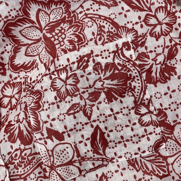 Garnet Hill Floral Button Up Top Women’s Size 0 European Flax Linen Long Sleeve - Picture 5 of 8